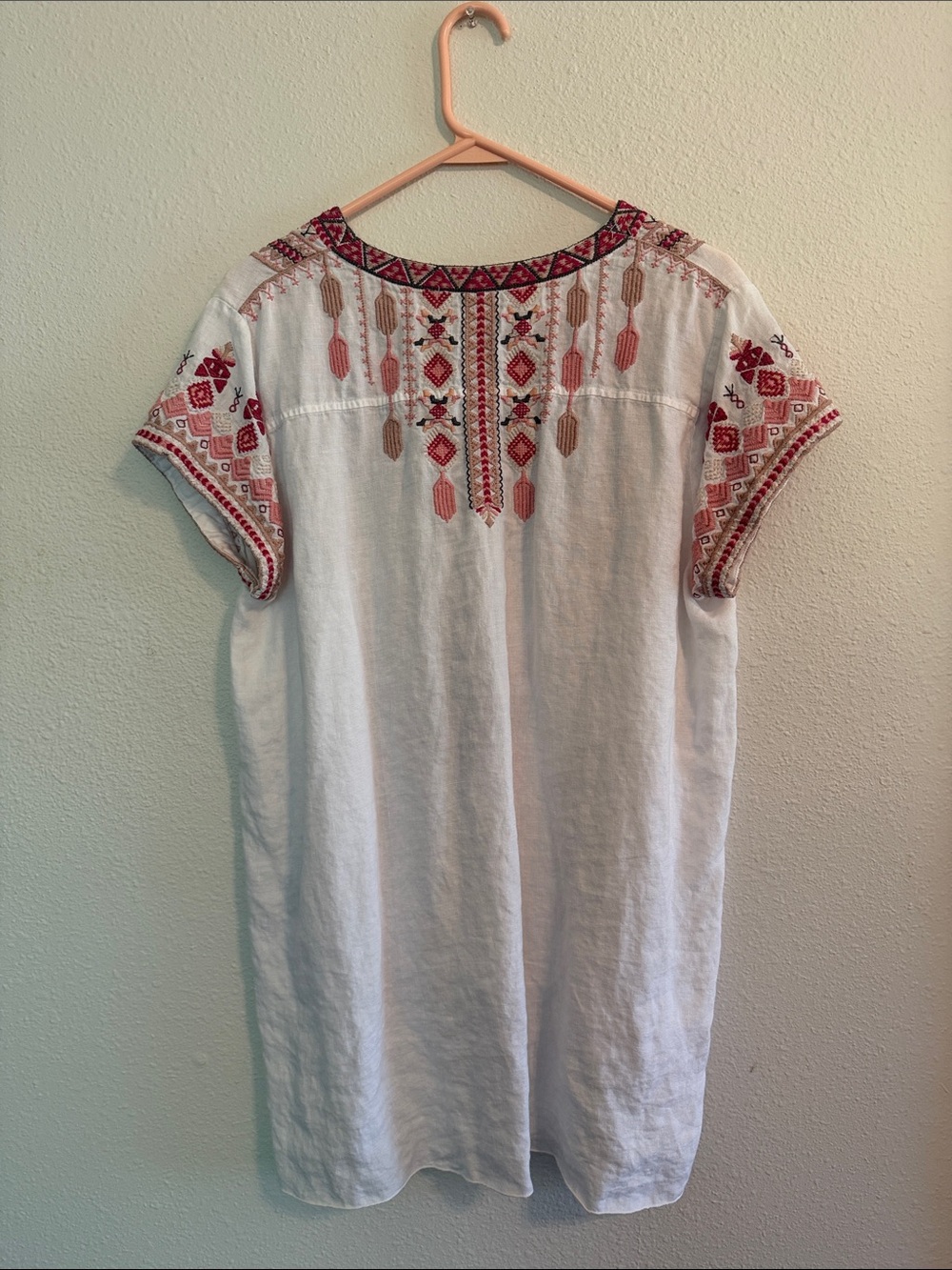 White Embroidered V-Neck Boho Tunic Johnny Was size large - Picture 3 of 4